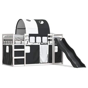 vidaXL Lit superposé sans matelas avec toboggan blanc noir 90x190 cm
