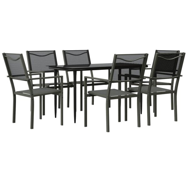 vidaXL Ensemble à manger de jardin 7 Pièces noir textilène et acier