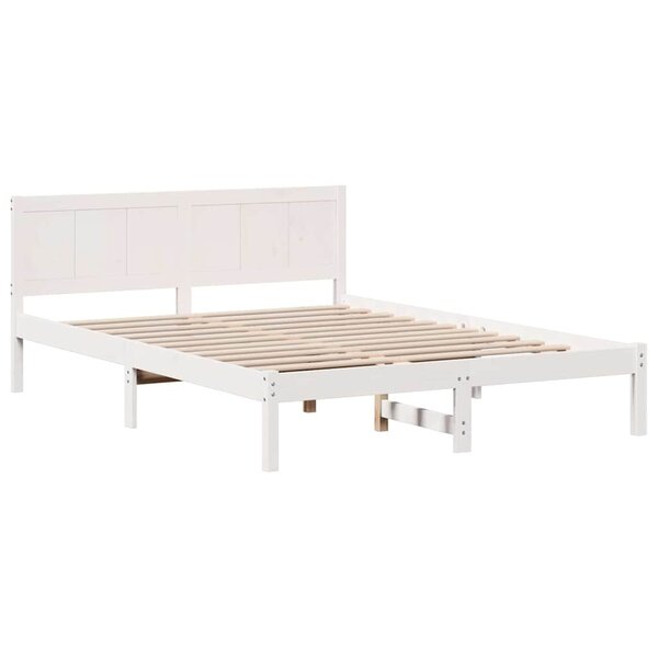 vidaXL Cadre de lit Blanc 140 x 200 cm Bois de pin massif