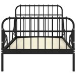 vidaXL Cadre de lit extensible sans matelas Noir Métal 80x130/200 cm