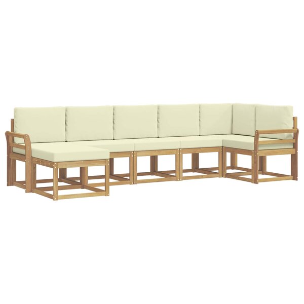 vidaXL Ensemble de canapés d'extérieur 7 pc Blanc et crème Polyester