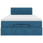 vidaXL Cadre de lit ottoman avec matelas bleu foncé 120x200 cm velours