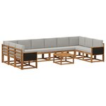 vidaXL Ensemble de canapés d'extérieur 11 pc Naturel et gris clair