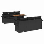 vidaXL Ensemble de canapé de jardin 7 Pièces Noir Poly rotin