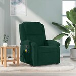 vidaXL Fauteuil de massage inclinable vert foncé velours