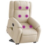 vidaXL Fauteuil inclinable de massage Crème Tissu