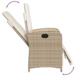 vidaXL Chaise inclinable de jardin et repose-pied beige résine tressée