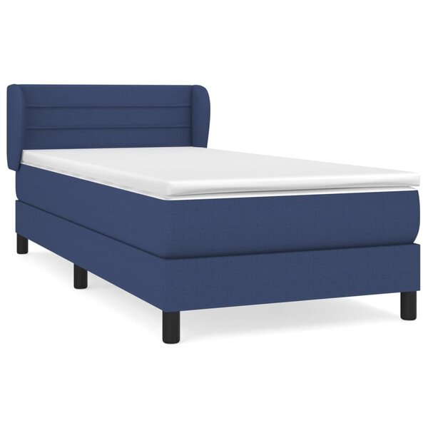 vidaXL Sommier à lattes de lit avec matelas Bleu 90x190 cm Tissu