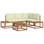 vidaXL 5 pc Ensemble de canapés d'extérieur Naturel et Crème