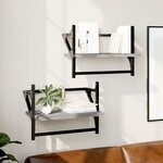 vidaXL Étagères murales avec barres 2 Pièces sonoma gris 40x25x30 cm