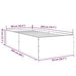 vidaXL Cadre de lit sonoma gris 90x200 cm bois d'ingénierie