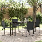 vidaXL Ensemble Salle à Manger Jardin 5 Pièces Noir Textilène et Acier
