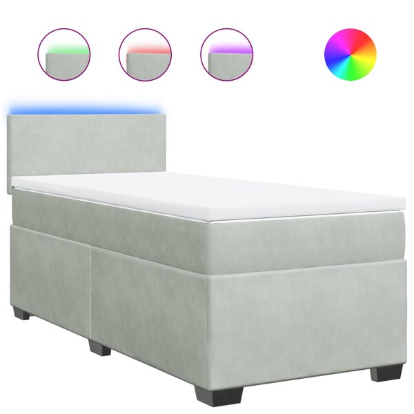 vidaXL Sommier à lattes de lit et matelas Gris clair 100x200cm Velours