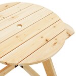 vidaXL Table de pique-nique pour 4 enfants avec parasol rond sapin