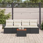 vidaXL Ensemble de canapé de jardin avec coussin 5 Pièces Noir et Crème