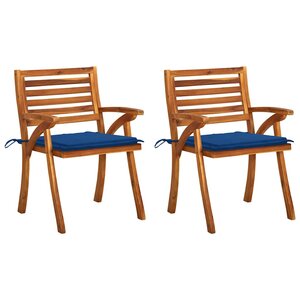 vidaXL Chaises à manger de jardin avec coussins lot de 2 Acacia massif