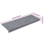 vidaXL Tapis d'escalier 15 pièces 65 x 21 x 4 cm Gris clair Bord rectangulaire