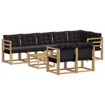 vidaXL Ensemble de canapés d'extérieur 9 Pièces Blanc et noir