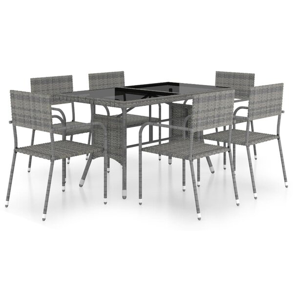 vidaXL Ensemble à Manger de jardin 7Pièces Résine tressée Anthracite gris