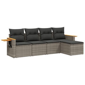 vidaXL Salon de jardin 5 Pièces avec coussins gris résine tressée