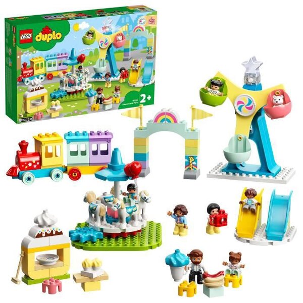 Lego 10956 duplo town le parc d'attractions jouet enfant 2+ ans avec train  carrousel et grande roue