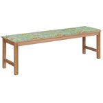 vidaXL Banc de jardin et coussin à motif de feuilles 150cm Teck massif