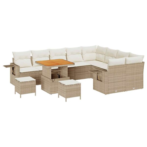 vidaXL Ensemble de canapé de jardin avec coussin 12 Pièces beige et crème