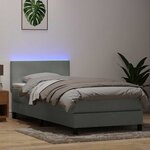 vidaXL Sommier à lattes de lit et matelas et LED gris clair 90x220 cm velours