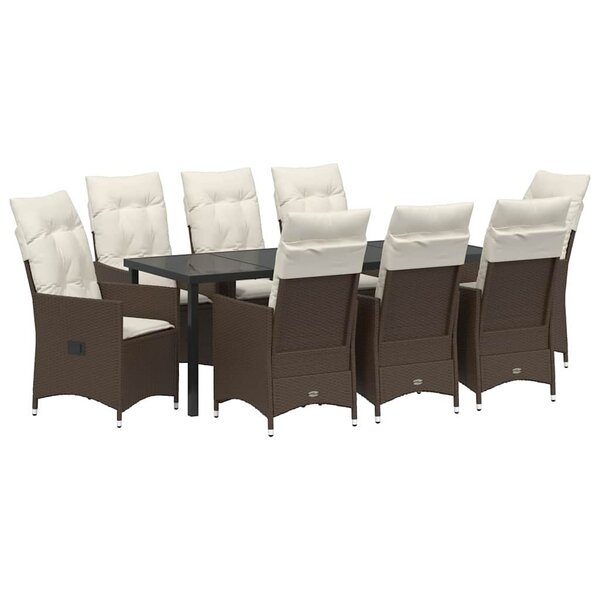 vidaXL Ensemble de salle à manger pour jardin 9 Pièces Marron polyrotin