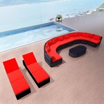 vidaXL Salon de jardin 13 Pièces avec coussins Résine tressée Rouge