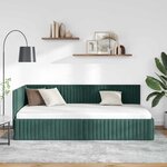 vidaXL Cadre de lit d'angle Vert foncé 100 cm x 200 cm Velours