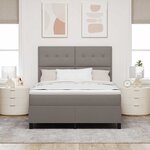 vidaXL Lit à ressorts avec matelas avec LED Taupe 160 x 200 cm tissu