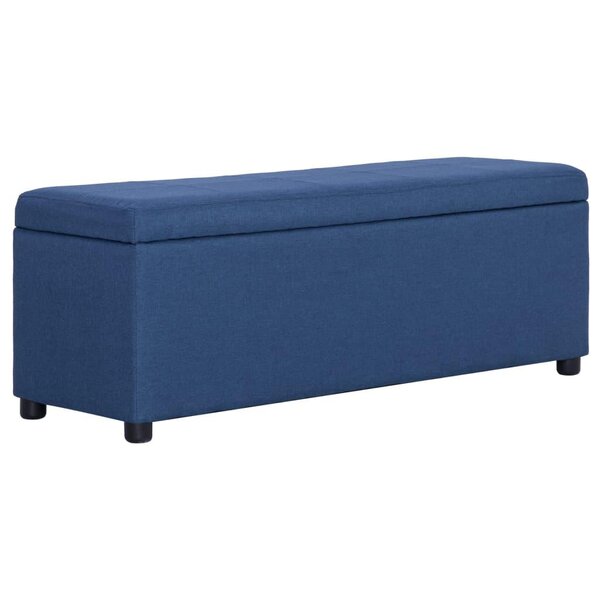 Banquette pouf tabouret meuble banc avec compartiment de rangement 116 cm bleu polyester 3002070