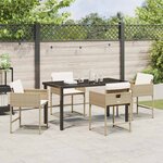 vidaXL Ensemble de salle à manger pour jardin 5 Pièces Beige Poly rotin