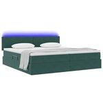 vidaXL Lit de rangement LED avec matelas Vert foncé 200 x 200 cm