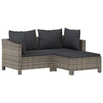 vidaXL Salon de jardin 5 Pièces avec coussins Gris Résine tressée