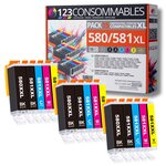 580 581XL - Pack 15 cartouches Canon 580/581 XL compatibles TS8150 TR7500