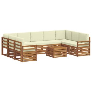 vidaXL Ensemble de canapés d'extérieur 10 pc Naturel et Crème