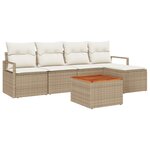 vidaXL Ensemble de canapés de jardin 6 pièces avec coussins beige en rattan polyacrylique et acacia