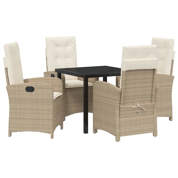 vidaXL Ensemble de salle à manger pour jardin 5 Pièces Beige polyrotin