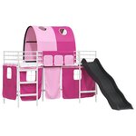vidaXL Lit mezzanine pour enfants Blanc et rose 74 5 x 190 cm Métал