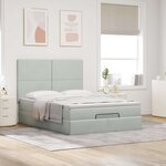 vidaXL Cadre de lit ottoman et matelas gris clair 140x190 velours
