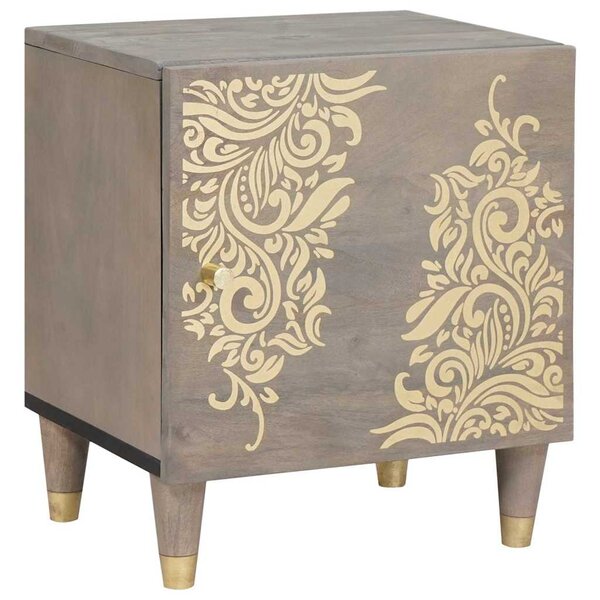 vidaXL Cabinet de chevet Gris 40 x 33 x 46 cm bois de manguier massif
