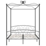 vidaXL Cadre de lit à baldaquin sans matelas gris métal 180x200 cm