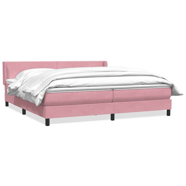 vidaXL Sommier à lattes de lit avec matelas rose 180x210 cm velours