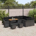 vidaXL Ensemble de canapé de jardin 13 Pièces Noir Poly rotin