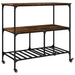 vidaXL Chariot de cuisine chêne fumé 100x50x95 cm bois d'ingénierie