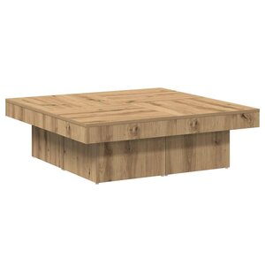 vidaXL Table basse chêne artisanal 90x90x28 cm bois d'ingénierie