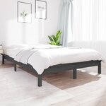 vidaXL Cadre de lit sans matelas gris 140x200 cm bois massif
