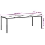 vidaXL Table de jardin pour repas Marron 250 x 100 x 75 cm Poly rotin